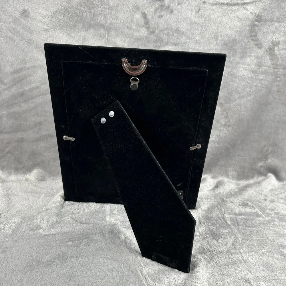 Silver Beaded Metal Picture Frame 8x10 Tabletop Wall Mount Velvet Back